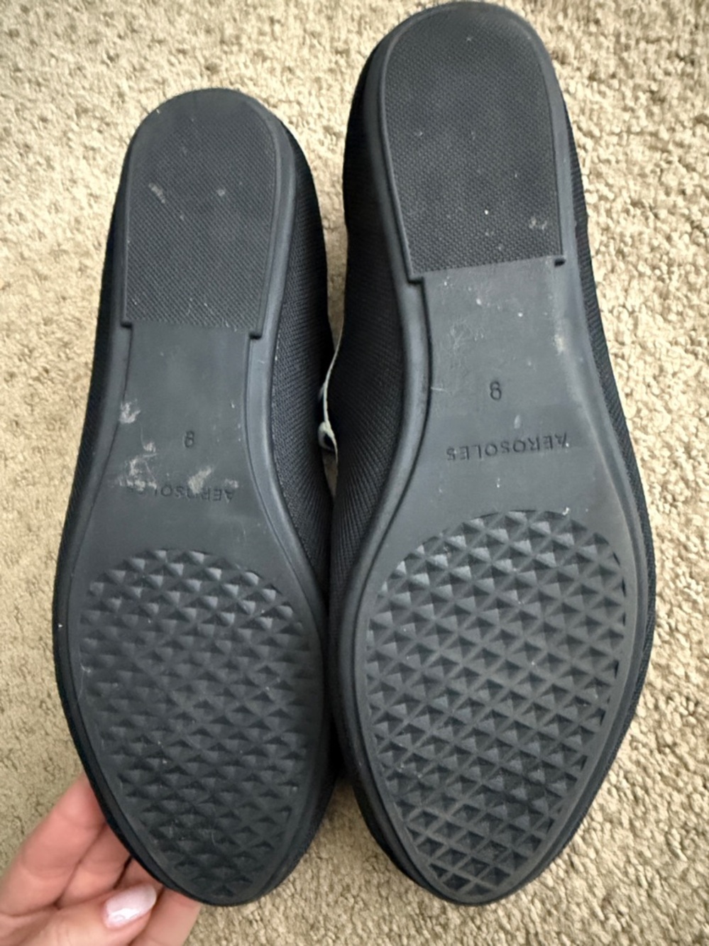 AEROSOLES Black Flats with White Trim Mary Jane Style Size 9 Lightweight - Picture 2 of 8